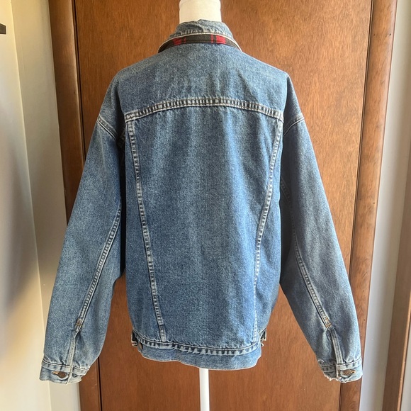 Levi’s VTG 90s Plaid Flannel Lined Denim Jean Trucker Jacket | L - Picture 8 of 9